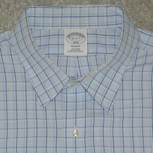 Brooks Brothers Regent Mens Long Sleeve Dress Shirt 18-6/7 Blue Check Cotton